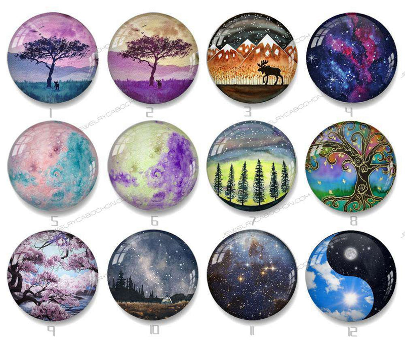 Handmade Round Photo Glass Cabochon landscape 1055B