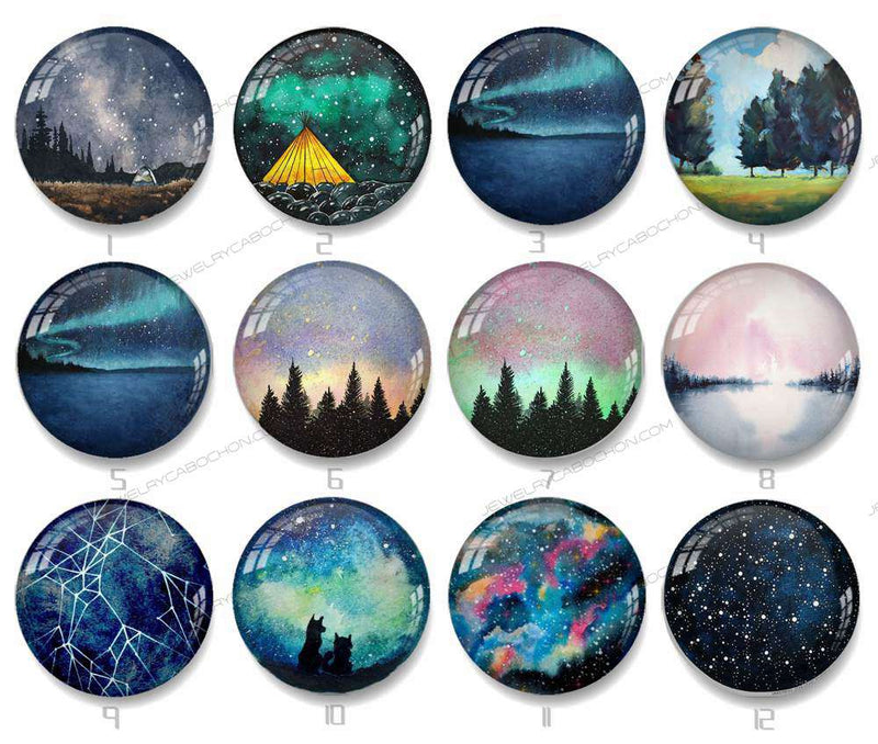 Handmade Round Photo Glass Cabochon landscape 1058B