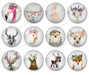 Handmade Round Photo Glass Cabochon deer  1065B