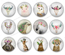 Handmade Round Photo Glass Cabochon deer 1067B