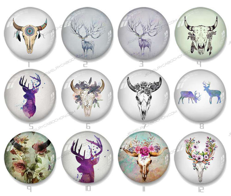 Handmade Round Photo Glass Cabochon animal deer 1069B