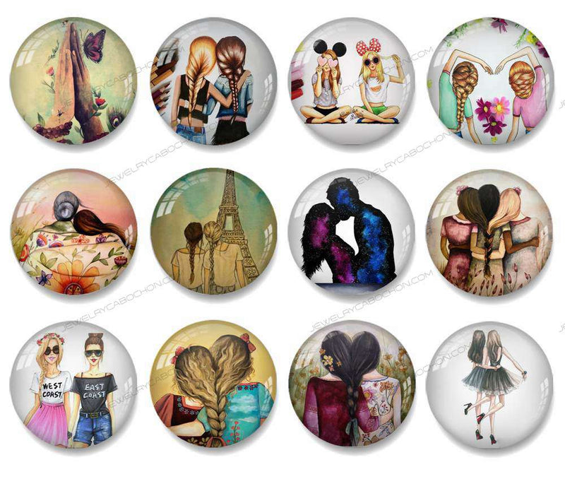 Handmade Round Photo Glass Cabochon character 1072B