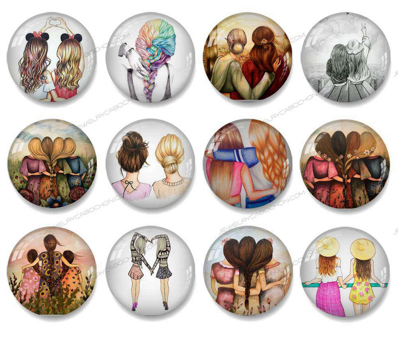 Handmade Round Photo Glass Cabochon character 1073B