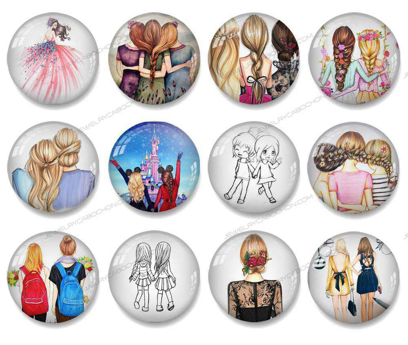 Handmade Round Photo Glass Cabochon character 1074B