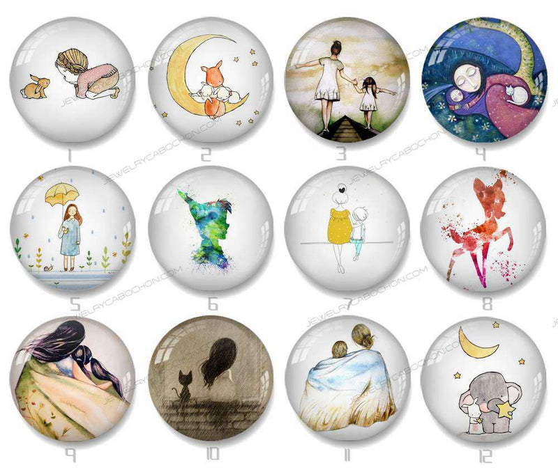 Handmade Round Photo Glass Cabochon Cartoon character 1078B