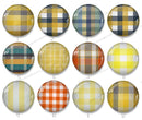 Handmade Round Photo Glass Cabochon Checkered 1085B