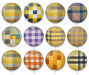 Handmade Round Photo Glass Cabochon Checkered 1087B