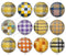 Handmade Round Photo Glass Cabochon Checkered 1087B