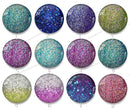 Handmade Round Photo Glass Cabochon Wave point Glitter 1117B