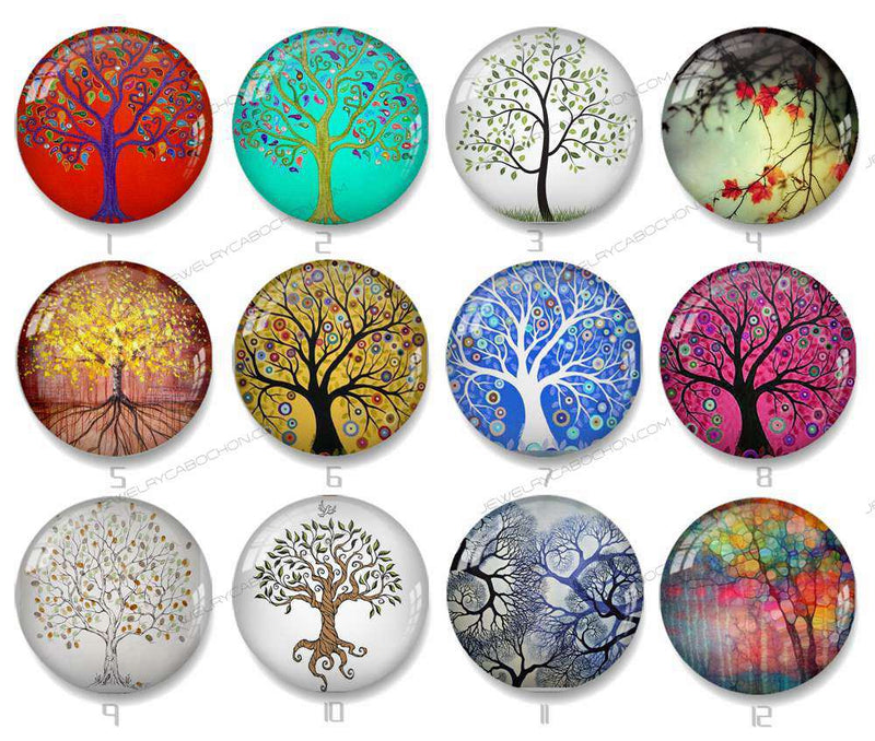 Handmade Round Photo Glass Cabochon tree 1121B