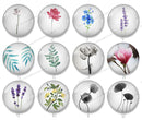 Handmade Round Photo Glass Cabochon flower Leaves 1131B