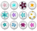 Handmade Round Photo Glass Cabochon flower Leaves 1135B