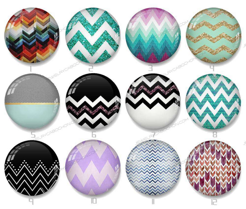 Handmade Round Photo Glass Cabochon geometric stripe 1149B