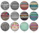 Handmade Round Photo Glass Cabochon geometric stripe 1152B