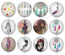 Handmade Round Photo Glass Cabochon feather 1158B