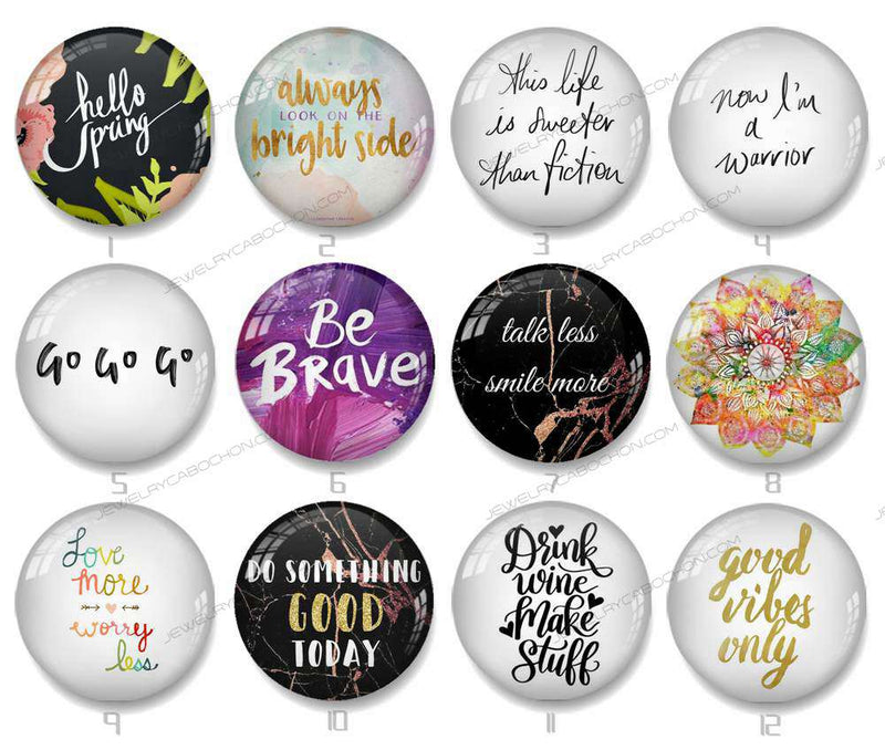 Handmade Round Photo Glass Cabochon Text 1175B