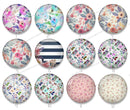 Handmade Round Photo Glass Cabochon flower 1180B