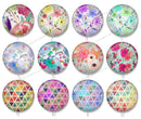 Handmade Round Photo Glass Cabochon flower 1186B