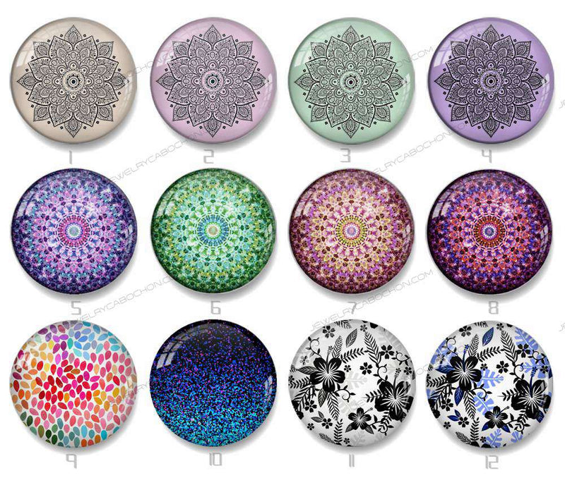 Handmade Round Photo Glass Cabochon Pattern 1197B