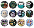 Handmade Round Photo Glass Cabochon owl 1240B