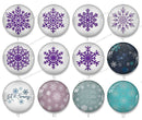 Handmade Round Photo Glass Cabochon snowflake 1283B