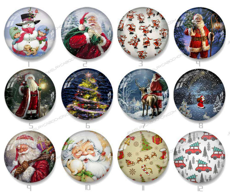 Handmade Round Photo Glass Cabochon 1286B