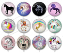 Handmade Round Photo Glass Cabochon unicorn 1290B