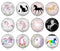 Handmade Round Photo Glass Cabochon unicorn 1291B