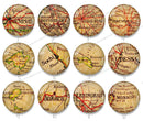 Handmade Round Photo Glass Cabochon map 1299B