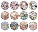 Handmade Round Photo Glass Cabochon map 1306B