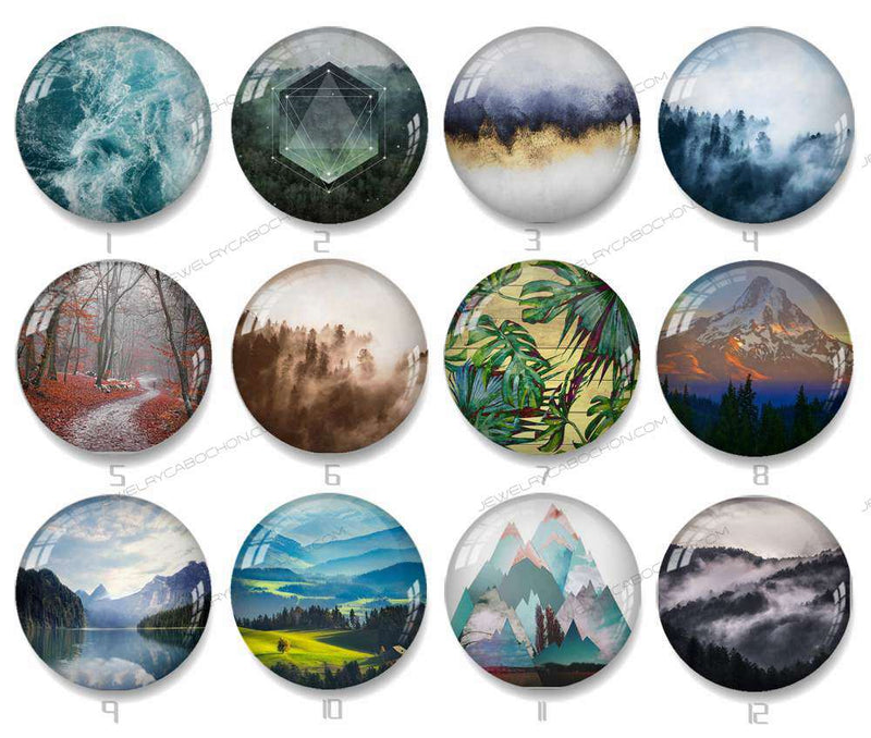 Handmade Round Photo Glass Cabochon landscape 1316B