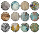 Handmade Round Photo Glass Cabochon geometric Wood grain 1331B