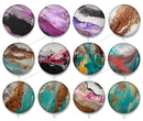 Handmade Round Photo Glass Cabochon geometric Wood grain 1333B