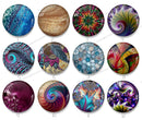 Handmade Round Photo Glass Cabochon flower 1350B