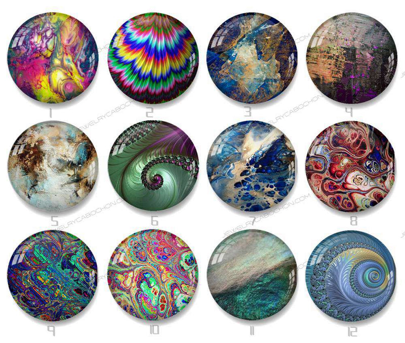 Handmade Round Photo Glass Cabochon Pattern 1352B