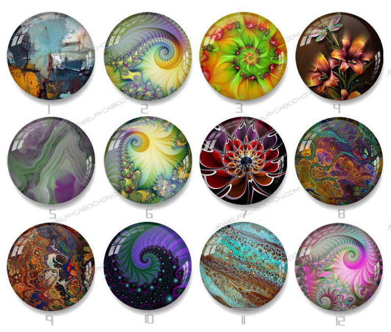 Handmade Round Photo Glass Cabochon Pattern 1353B