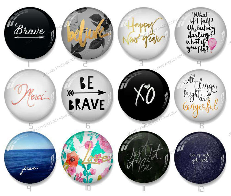 Handmade Round Photo Glass Cabochon 1379B