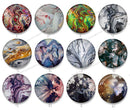 Handmade Round Photo Glass Cabochon Leaves 1384B