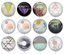 Handmade Round Photo Glass Cabochon geometric 1396B