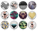 Handmade Round Photo Glass Cabochon geometric 1398B