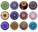 Handmade Round Photo Glass Cabochon geometric Pattern 1401B