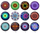 Handmade Round Photo Glass Cabochon geometric Pattern 1402B