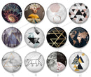 Handmade Round Photo Glass Cabochon geometric Pattern 1406B