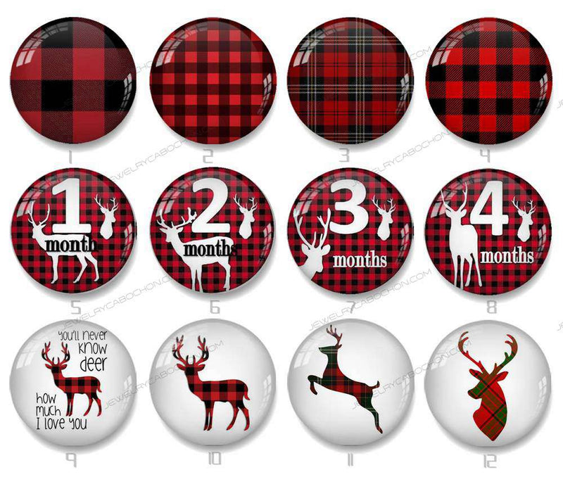 Handmade Round Photo Glass Cabochon deer 1418B