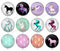 Handmade Round Photo Glass Cabochon unicorn 1427B