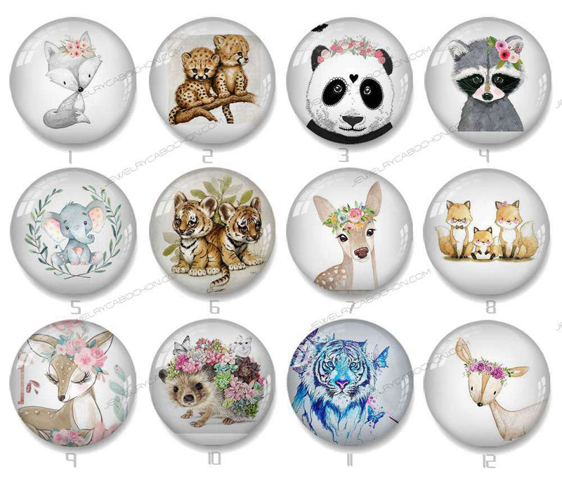 Handmade Round Photo Glass Cabochon animal 1470B