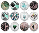 Handmade Round Photo Glass Cabochon geometric pattern 1474B