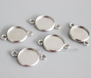 20pcs 8-25mm stainless steel pendant blank Settings,Bezel Pendant base trays W/ Two Closed Rings