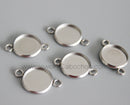 20pcs 8-25mm stainless steel pendant blank Settings,Bezel Pendant base trays W/ Two Closed Rings