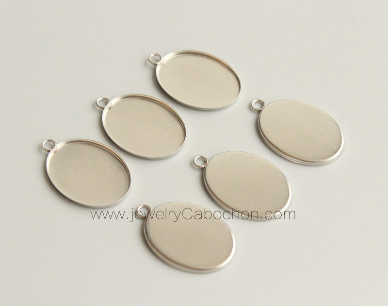 20pcs  13x18mm stainless steel oval pendant blank Settings,Bezel Pendant base trays